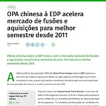 OPA chinesa  EDP acelera mercado de fuses e aquisies para melhor semestre desde 2011